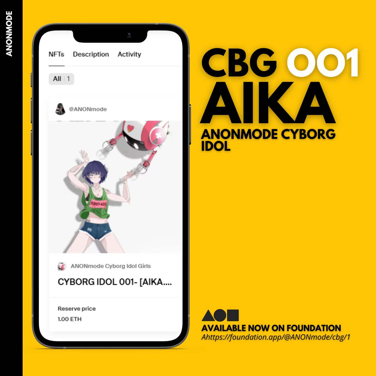 𝗔𝗜𝗞𝗔 𝗜𝗦 𝗛𝗘𝗥𝗘! 😱

ANONmode's first Cyborg Idol is now on FND.
Check out ANONmode's FND account for more details.

Bid NOW!

FND link: foundation.app/@anonmode