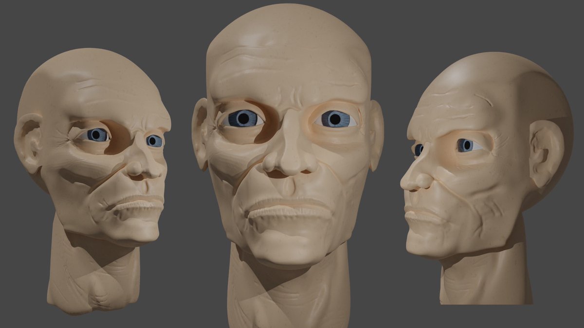 rob_rochford's tweet photo. A full look at the Willem Dafoe head I was developing. Added eyes, full skin tones, and rendered in cycles to make it really pop! So excited for everyone to see all the blender projects coming up! #practicemakesperfect #practice #blender #render #willemdafoe #charcterdevelopment https://t.co/laxU8q47Sb