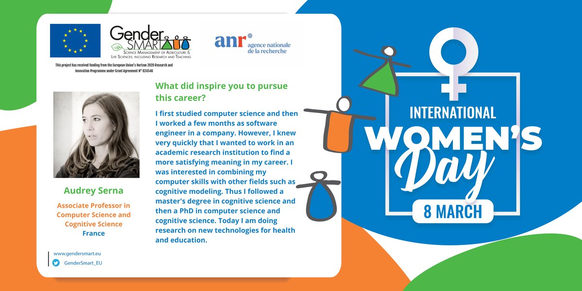 On this #InternationalWomensDay, discover the story of Audrey Serna, associate professor in #computer #science and #cognitive science, chairperson of a scientific evaluation panel for the #ANR generic call. #IWD2022  #EUSisterProjects