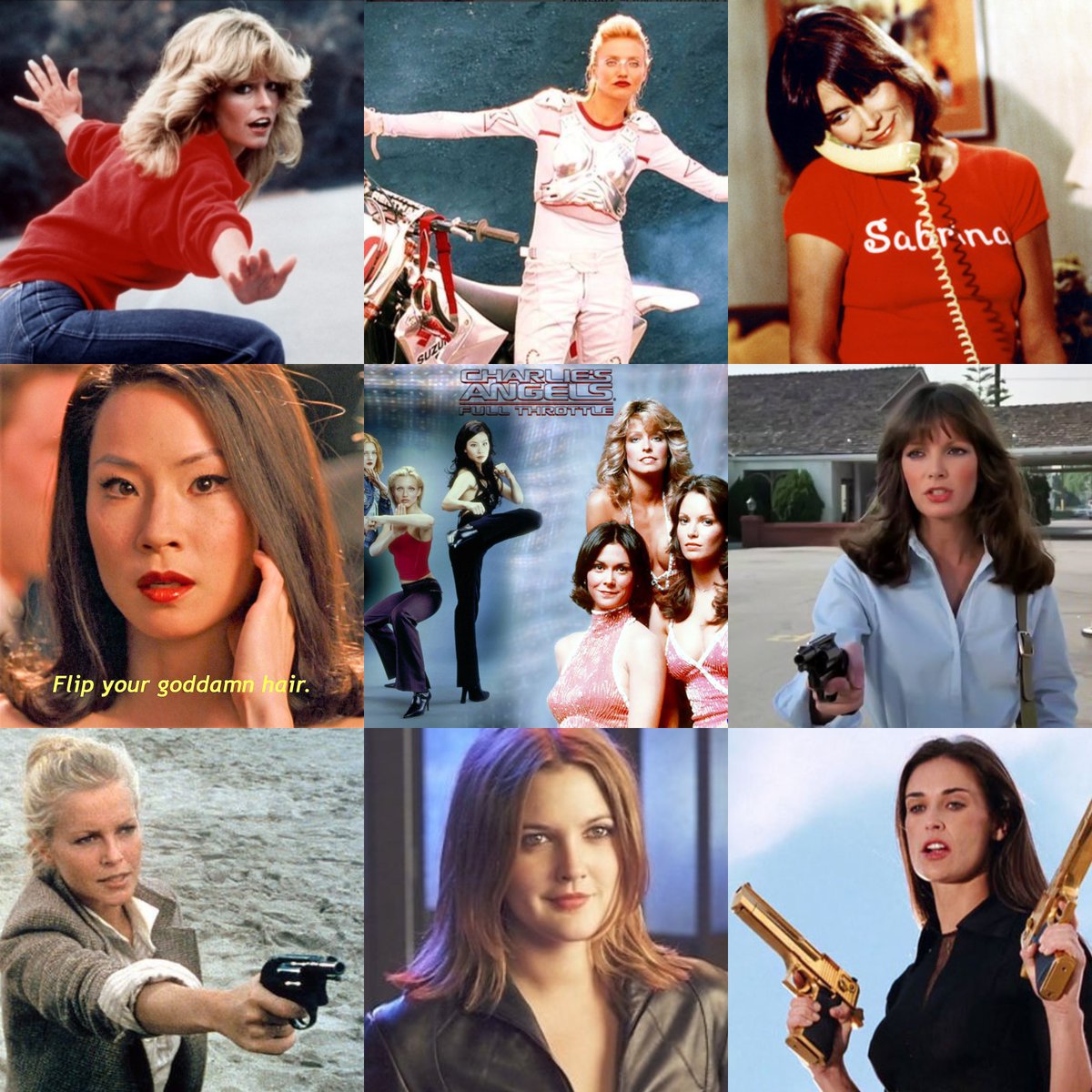 LiunaticFringe's tweet photo. Happy #InternationalWomensDay! And massive thanks to these ceiling-smashing role models who inspired two different generations of kick-ass girls! #CharliesAngels #LucyLiu #MyGirlDrew #CameronD #JaclynSmith https://t.co/hUO6uCB7IO