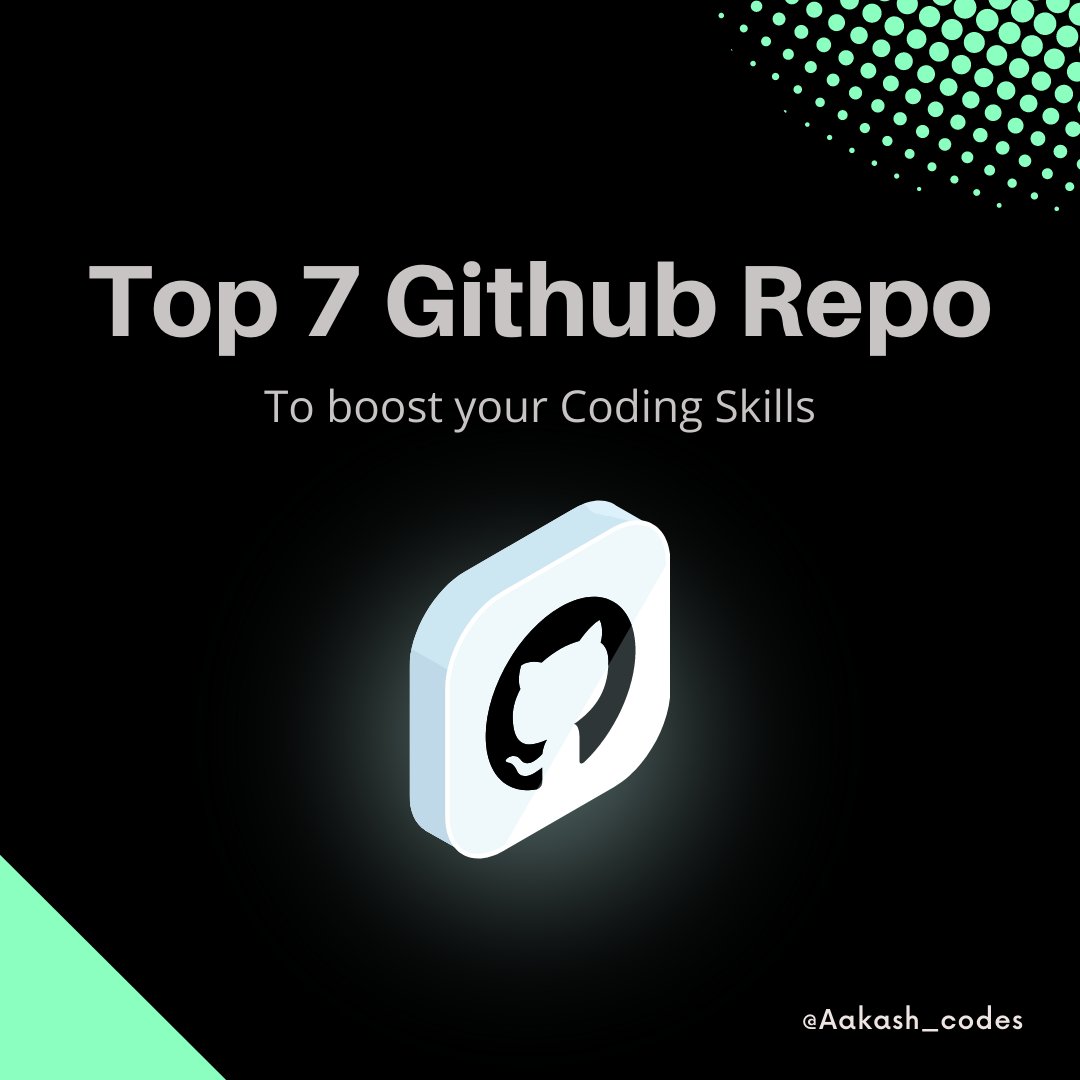 Aakash_codes's tweet image. Over more than 𝟮𝟬𝟬 𝗺𝗶𝗹𝗹𝗶𝗼𝗻 repositories exists on 𝗚𝗶𝘁𝗵𝘂𝗯, but some of them are really useful.
✨ Here are 𝗧𝗼𝗽 𝟳 repositories to boost your coding skills ✨
A thread 🧵 ↓