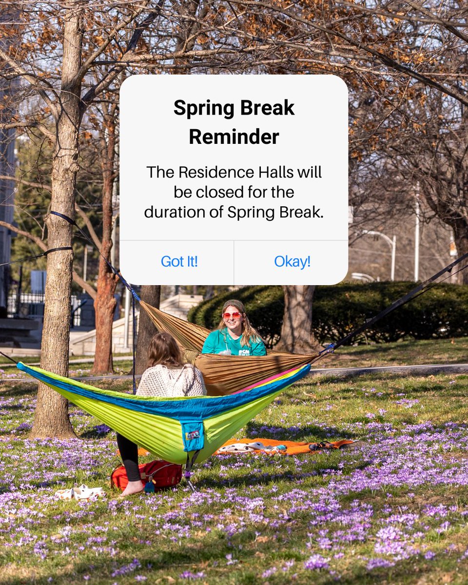 Students will need to vacate their Hall by 10AM on March 12 &amp; will not have the ability to re-enter until March 20 at 10AM.

Students that request to stay on campus will need to complete the Spring Break Housing Request by March 8.

Please visit housing.eku.edu/spring-break-h…