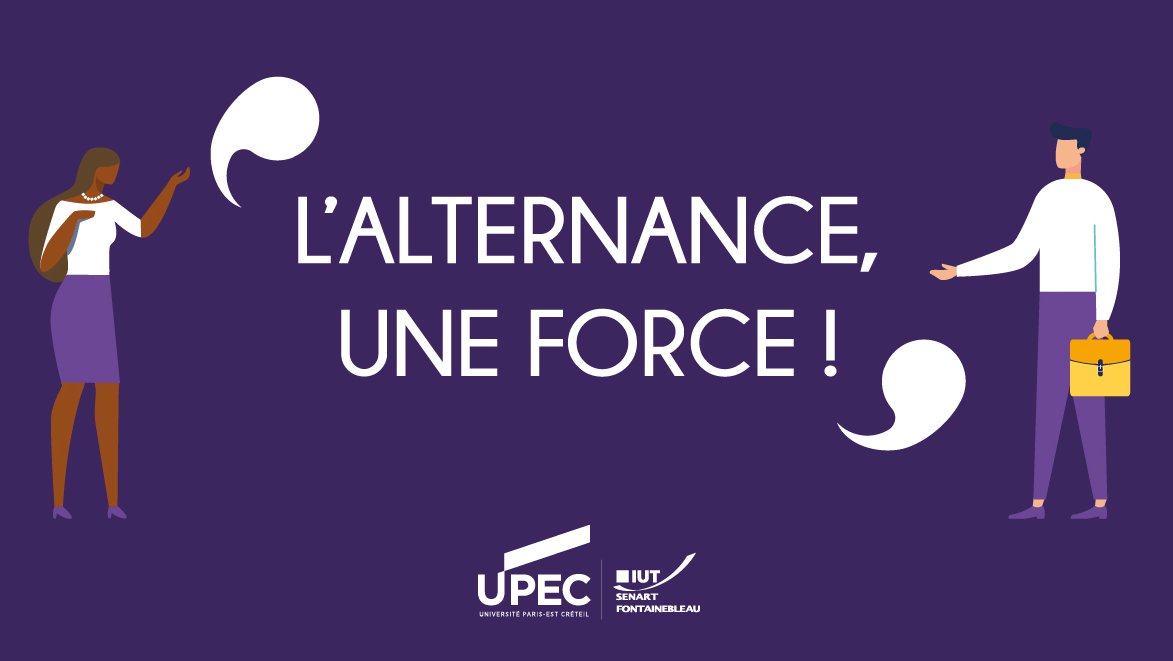 [📢 JPO : Alternance📢]
A l’IUT Sénart Fontainebleau, nous portons une grande attention sur l’enseignement en alternance, ainsi tous les départements proposent leurs formations en alternance à minima en deuxième année !

+ d’informations sur : iutsf.u-pec.fr/vous-etes/lyce…