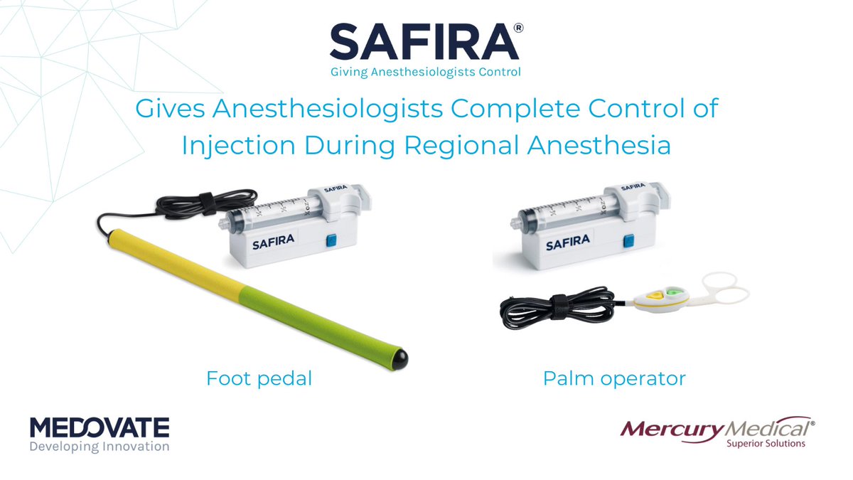 Revolutionary SAFIRA®: SAFer Injection for #RegionalAnesthesia will be showcased at #ASRASpring22 bit.ly/3BEEate Visit <a href="/MedicalMercury/">Mercury Medical</a> on stand #103 to discover how #SAFIRA gives #anesthesiologists control
 
#Anesthesia #NerveBlocks #LasVegas @Medovate