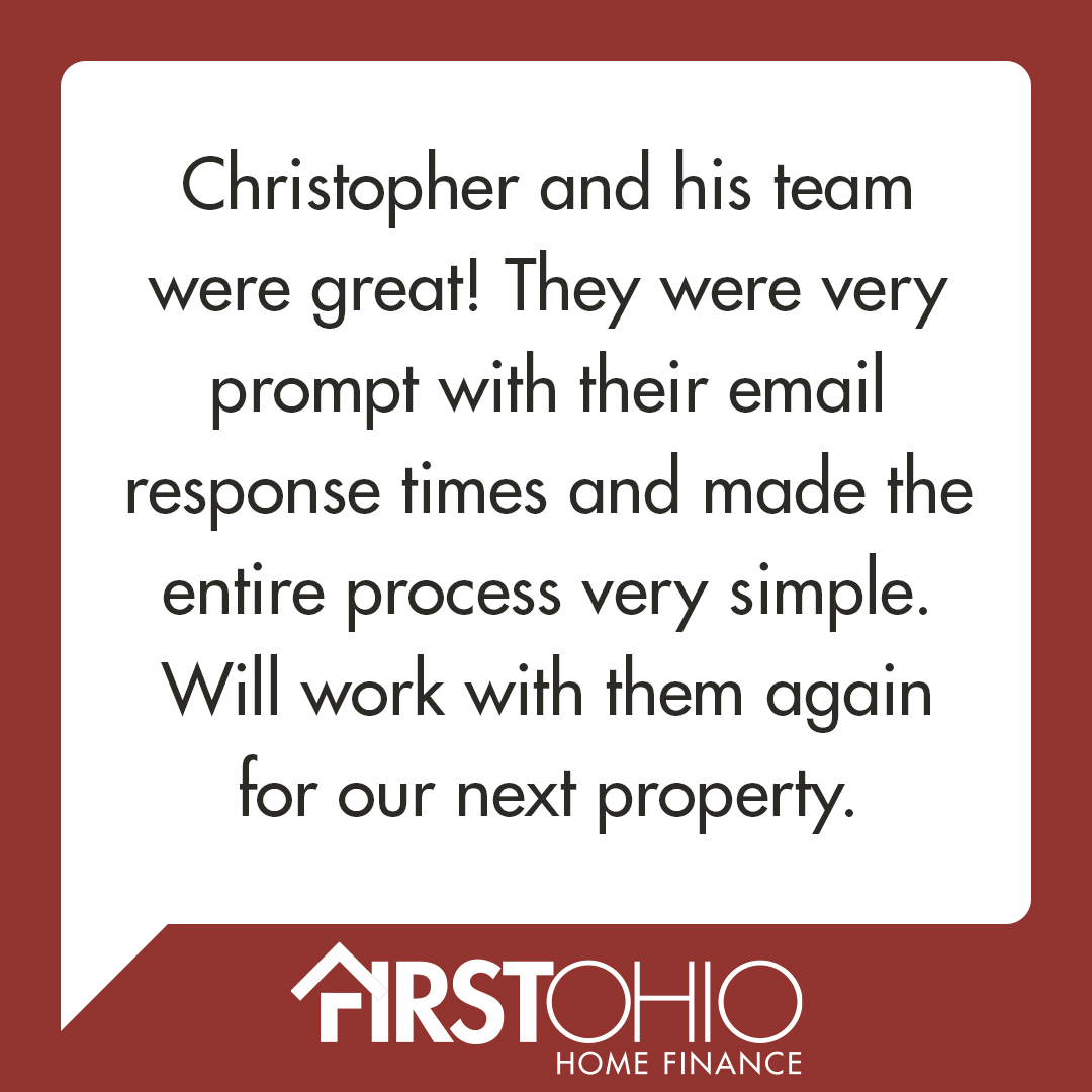 FirstOhioHome's tweet image. From your first mortgage to refinancing and more, our goal is to make the lending process as simple as possible. #TestimonialTuesday #MortgageExperts