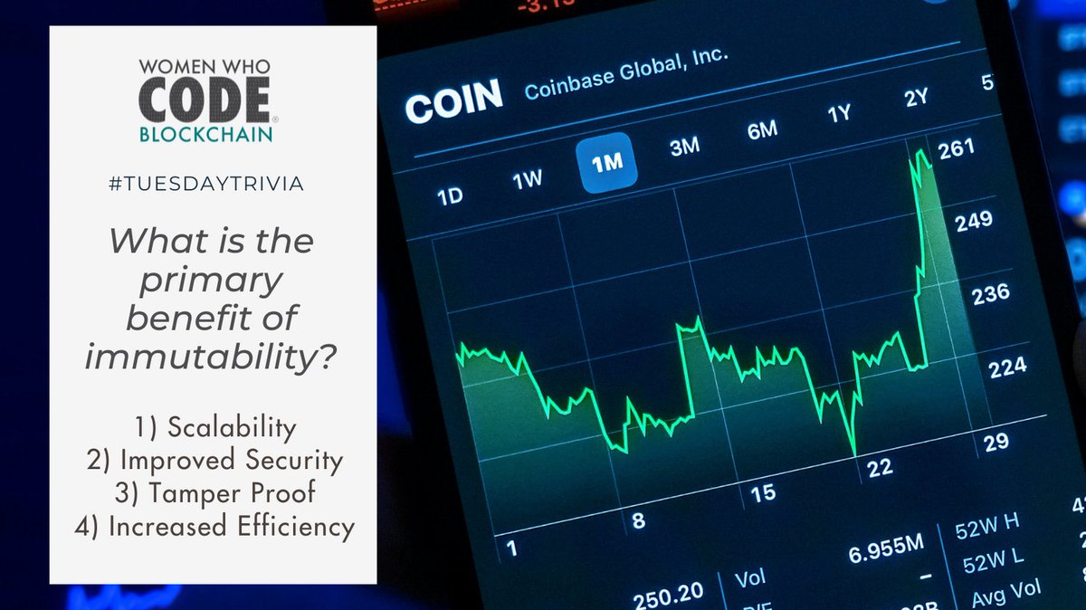 WWCodeEmerging's tweet photo. It is #TuesdayTrivia time. Comment down your answers below to participate! Hint: Blockchain is a decentralised distributed database of immutable records, you cannot manipulate what's already stored in the blockchain.
#Blockchain #WomenWhoCode #WomenWhoCodeBlockchain https://t.co/n0zxjDjBLZ