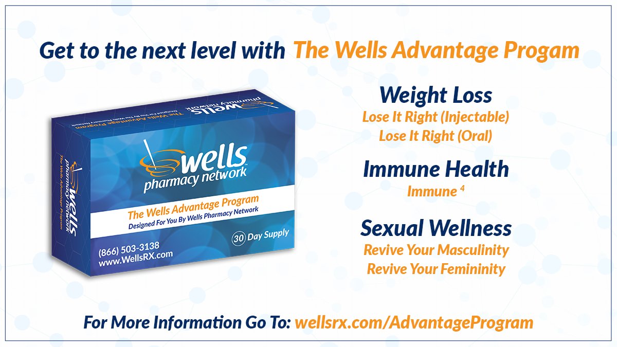 WellsRx's tweet image. People are taking their health &amp;amp; wellness more seriously than ever. Wells Advantage Program Kits may help your patients reach their goals. Help them get to the next level with items that may add additional results!
#AdvantageProgram #HealthCare #Compounding