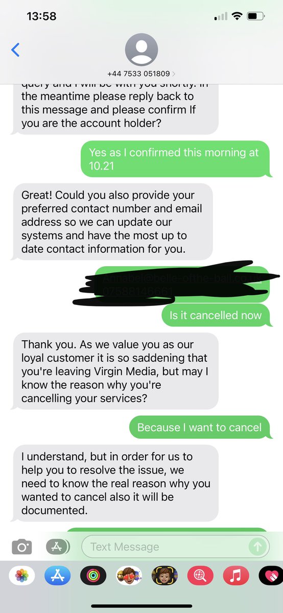 Belleballbridal's tweet photo. Why won’t @virginmedia let me cancel my contract…. This sort of harassment should be illegal surely????? https://t.co/C5qnG3q58k