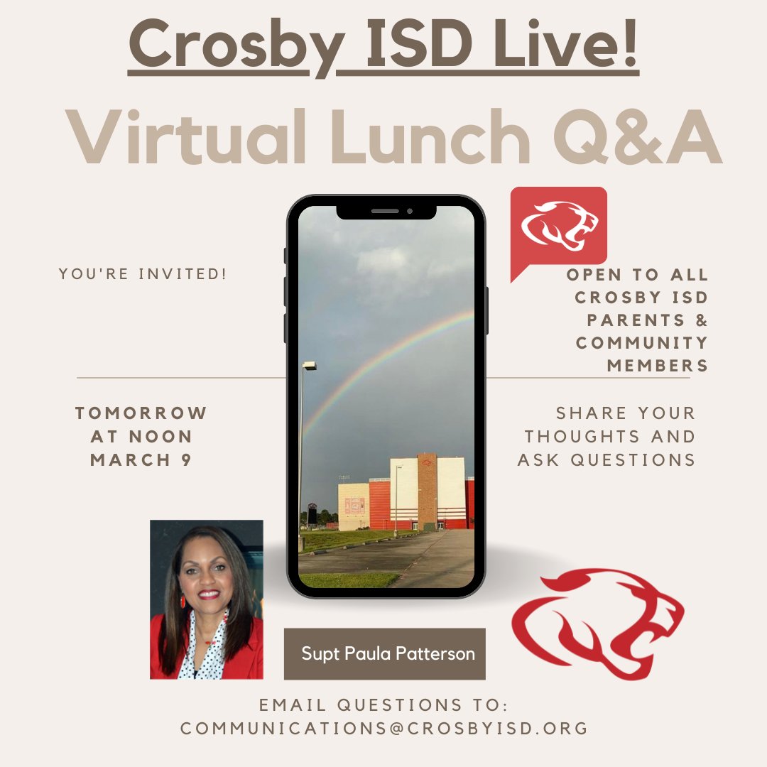 Crosby ISD on Twitter "Crosby ISD Live! Please join Crosby ISD