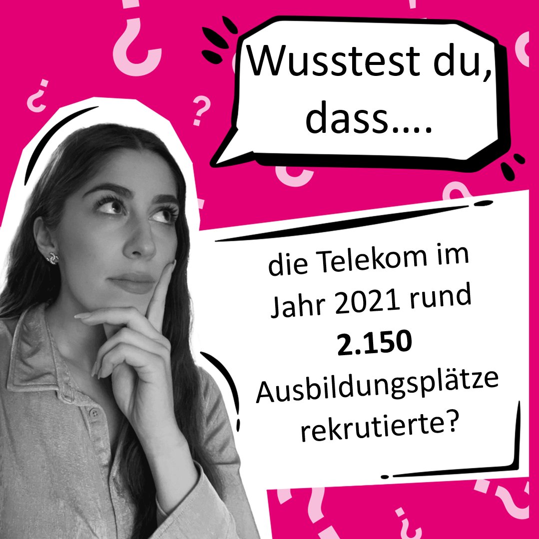 TelekomKarriere's tweet photo. Wusstest du das schon?🤔 Wenn du dich auch bei @DeutscheTelekom ausbilden möchtest, dann bewirb dich hier 👉https://t.co/6R1NkB6Bye https://t.co/aXnFXrQUKs