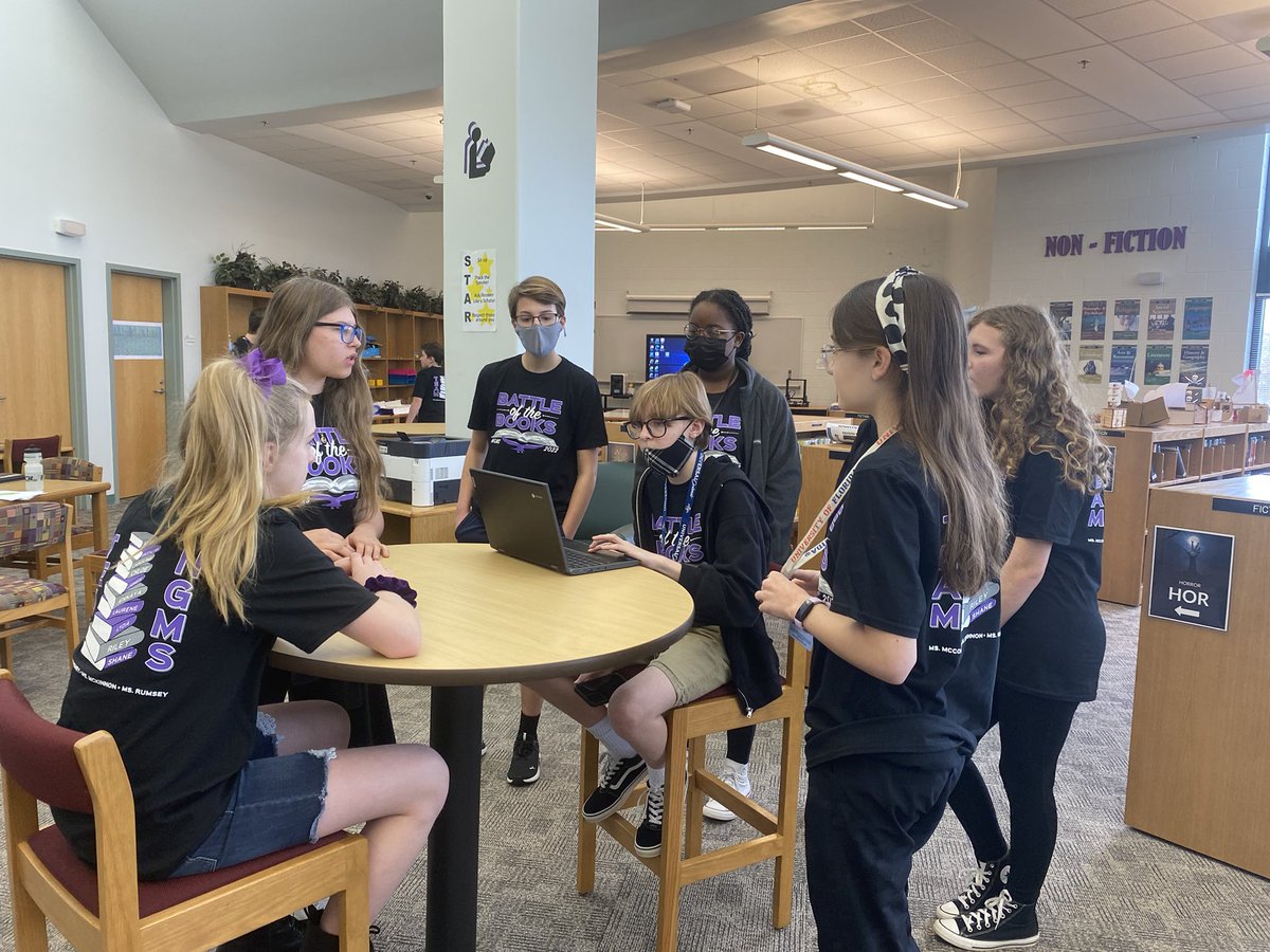 rchlmc's tweet image. Battle of the Books students getting ready for competition today! #teamNGMS #GCSlibrariesengage @NGMSNighthawks
