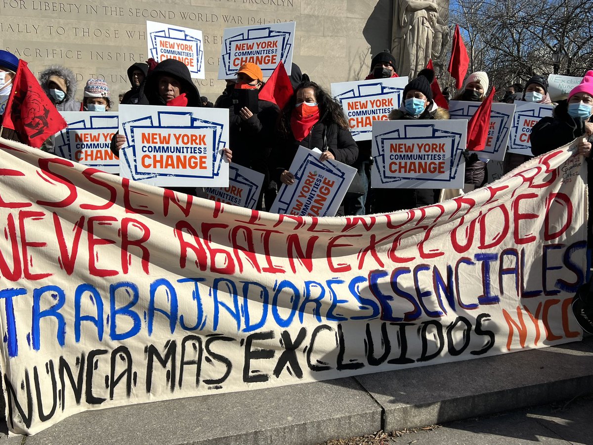 altochulo's tweet photo. So much POWER among the excluded workers of NY, who are rising again today to demand full inclusion in NY’s safety net.

The @FEWCoalition is demanding NY fully #FundExcludedWorkers and pass #ExcludedNoMore. Legislators must include this in their budget proposals. https://t.co/rzLKoaTxIh