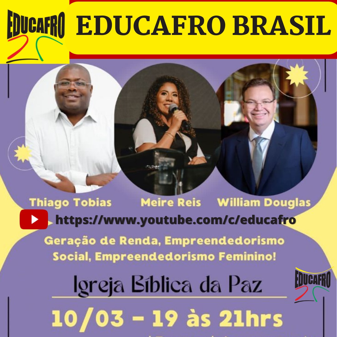 FreiDavidOFM's tweet photo. Nós da EDUCAFRO BRASIL, queremos ver o nosso povo vencendo!

No dia 10/03 às 19:00 na Igreja Bíblica da Paz que fica situada na Rua Dona Santa Veloso, 575, SP- SÃO PAULO.

 Todos que comparecerem presencialmente, ganharão um livro do William Douglas e outros autores. https://t.co/ASmrqbPDm1