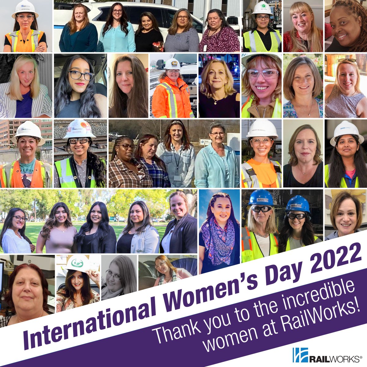 RailWorksCo's tweet photo. This International Women’s Day, we’re thanking the amazing women on the RailWorks team who keep us moving and inspire us each day. #BeBoldForChange https://t.co/HlJaFTKcLv https://t.co/G7GtuQrIGZ