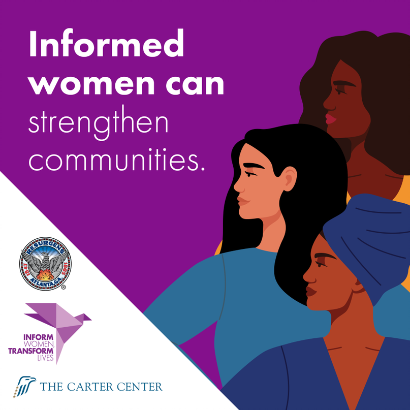 CityofAtlanta's tweet photo. Today at noon, you are invited to join Mayor @Andreforatlanta and the @Cartercenter to celebrate #InternationalWomensDay at the unveiling of the #InformWomen Transform Lives Mural at the Global Ministries -The United Methodist Church. Register here: https://t.co/MBdmuxK4mZ. https://t.co/Q0yrVnFMYd
