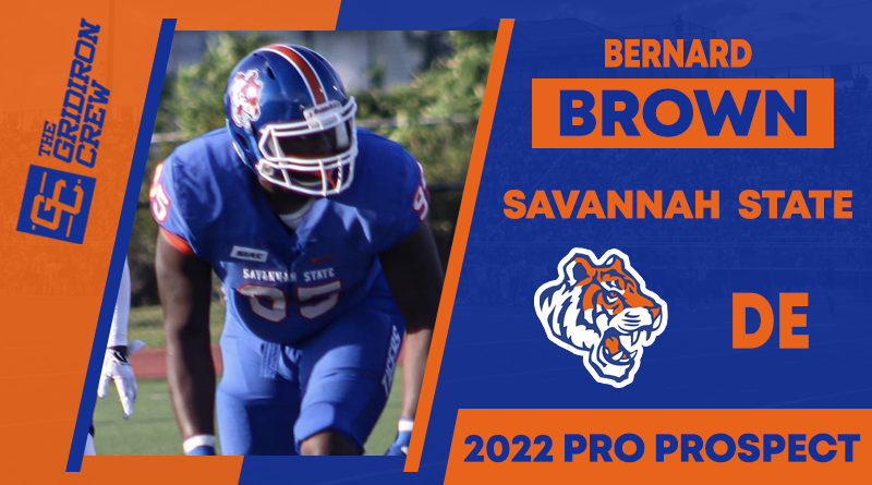 Gridiron_Crew's tweet photo. ⚠️ Attention Pro Scouts, Coaches, and GMs ⚠️

You need to look at 2022 Pro Prospect, Bernard Brown @BernardB_95, a DE from @SavannahStateFB

#2022ProProspect #TGC #DraftTwitter #NFLDraft #ProFootball 🏈

👀 View our Interview: https://t.co/Dlygt05K6T https://t.co/m0KX018HeR
