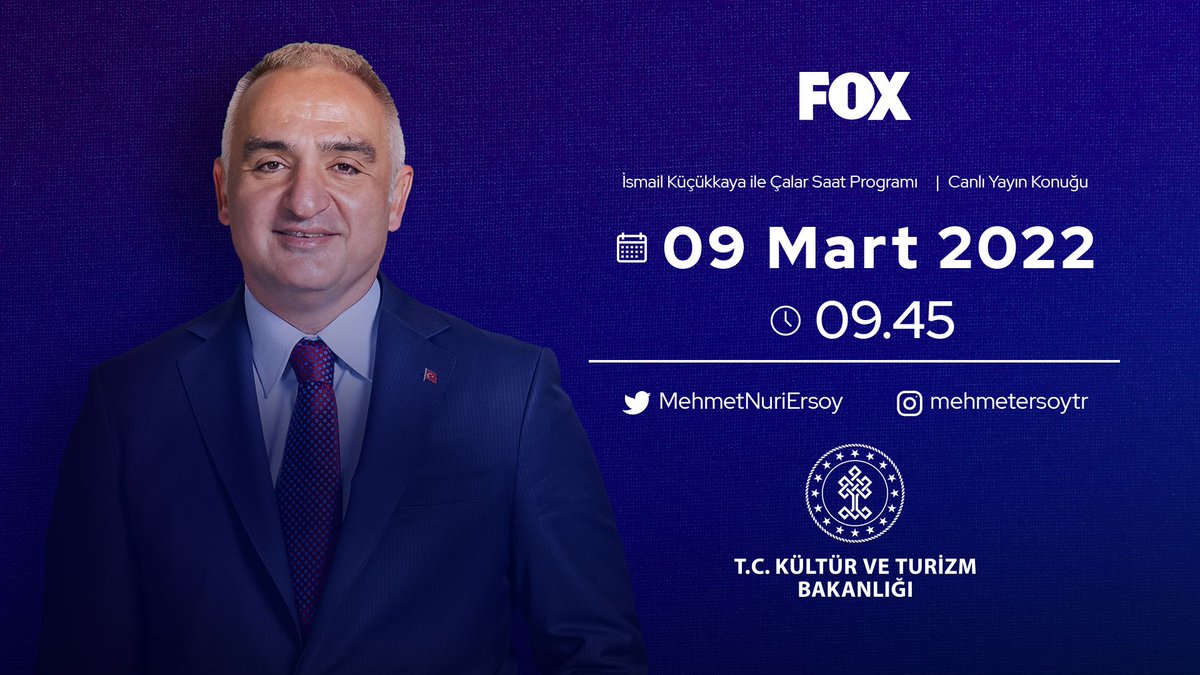 MehmetNuriErsoy's tweet photo. Bakanlığımızın önemli kültür ve sanat projeleri ile turizm hedeflerimizi @KucukkayaIsmail ile "Çalar Saat" programında konuşacağız. https://t.co/PThZvqvxtv