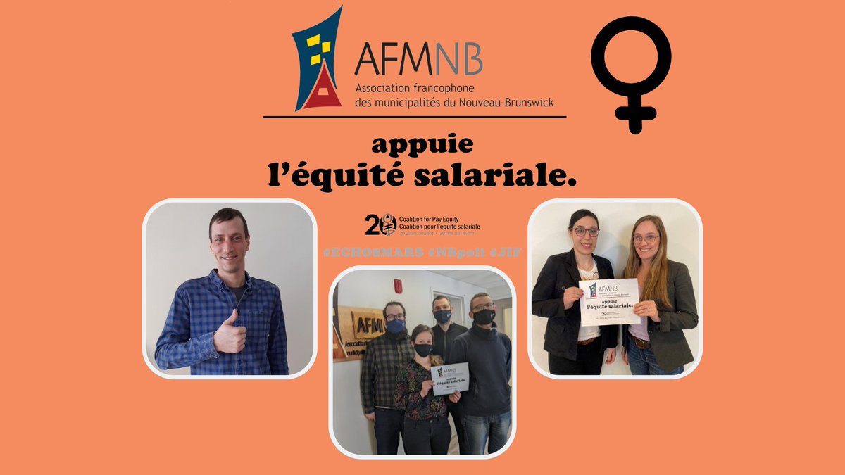 AFMNB's tweet photo. Ă l'occasion de la JournĂ©e internationale des droits des femmes, l'AFMNB sâassocie avec lâAlliance des femmes de la francophonie canadienne pour rappeler lâimportance de lâĂ©quitĂ© salariale sur le marchĂ© du travail.
#PoliNB #JIF #Echo8mars https://t.co/lpE2Dep21J