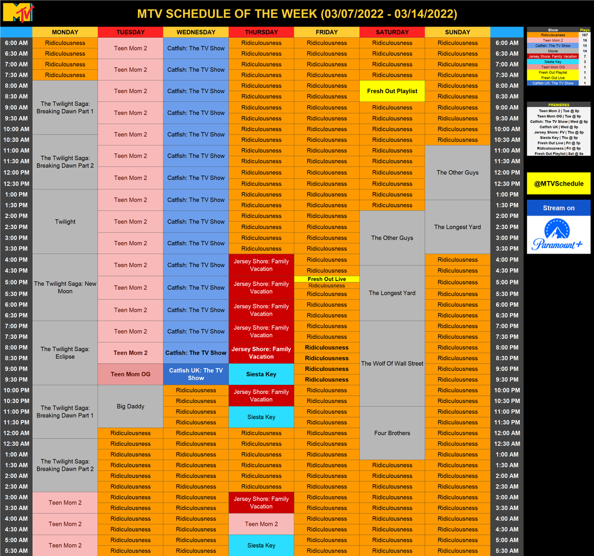 MTVSchedule's tweet photo. Here's MTV schedule for the week of 03/07/2022!

#MTVSchedule2022 #week10 https://t.co/CUPErzVdyn