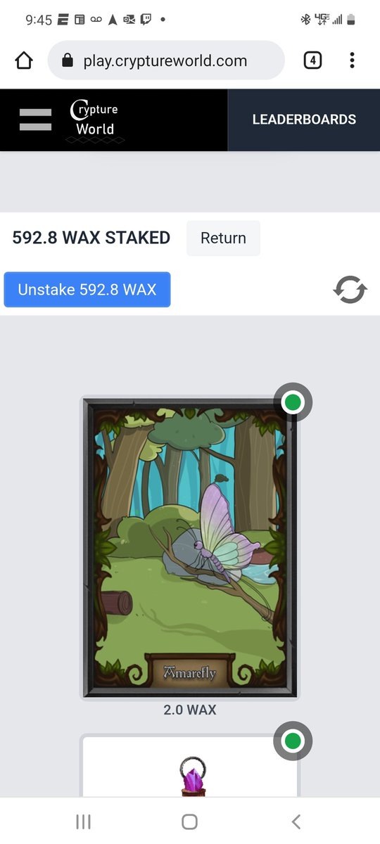 Enjoy #WAXP #P2E #NFTGame but tired of running out of #CPU

<a href="/CryptureW/">CryptureWorld</a> is so fun with collecting and adventuring and so much more. 

There new update let's you #stake the nfts AND KEEP IN WALLET TO USE!!!

Just staked my cards and got this cpu!!!! 

Bout to blow #WAX up

#P2EGame