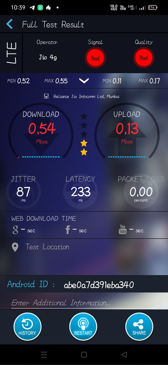 ManzilKonwar's tweet photo. @reliancejio Worst data speed. https://t.co/DznifGUls7