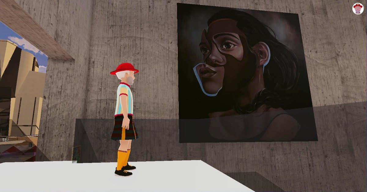 #Women in the #Metaverse🧚🏽‍♀️

<a href="/mrscaropepe/">Caro Pepe</a>‘s #Mask hanging in #DCL #TheEmbassy representing all the #sisters out there! Keep on rocking and shining into this world with your creativity, smartness and amazingness!! Now more than ever this world needs you!!

#NFTs #NFTWomen #NFTart
