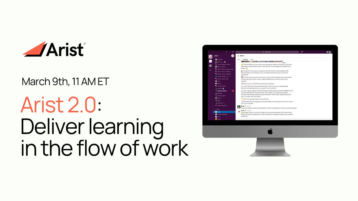 Arist (@arist) on Twitter photo Join our webinar tomorrow and hear <a href="/realioffe/">Michael Aaron Ioffe</a> discuss Arist 2.0: an entirely revamped system of learning creation, delivery, and analysis that will give superpowers to every L+D team 🚀
Register here today: arist.link/wpy Join our webinar tomorrow and hear <a href="/realioffe/">Michael Aaron Ioffe</a> discuss Arist 2.0: an entirely revamped system of learning creation, delivery, and analysis that will give superpowers to every L+D team 🚀
Register here today: arist.link/wpy