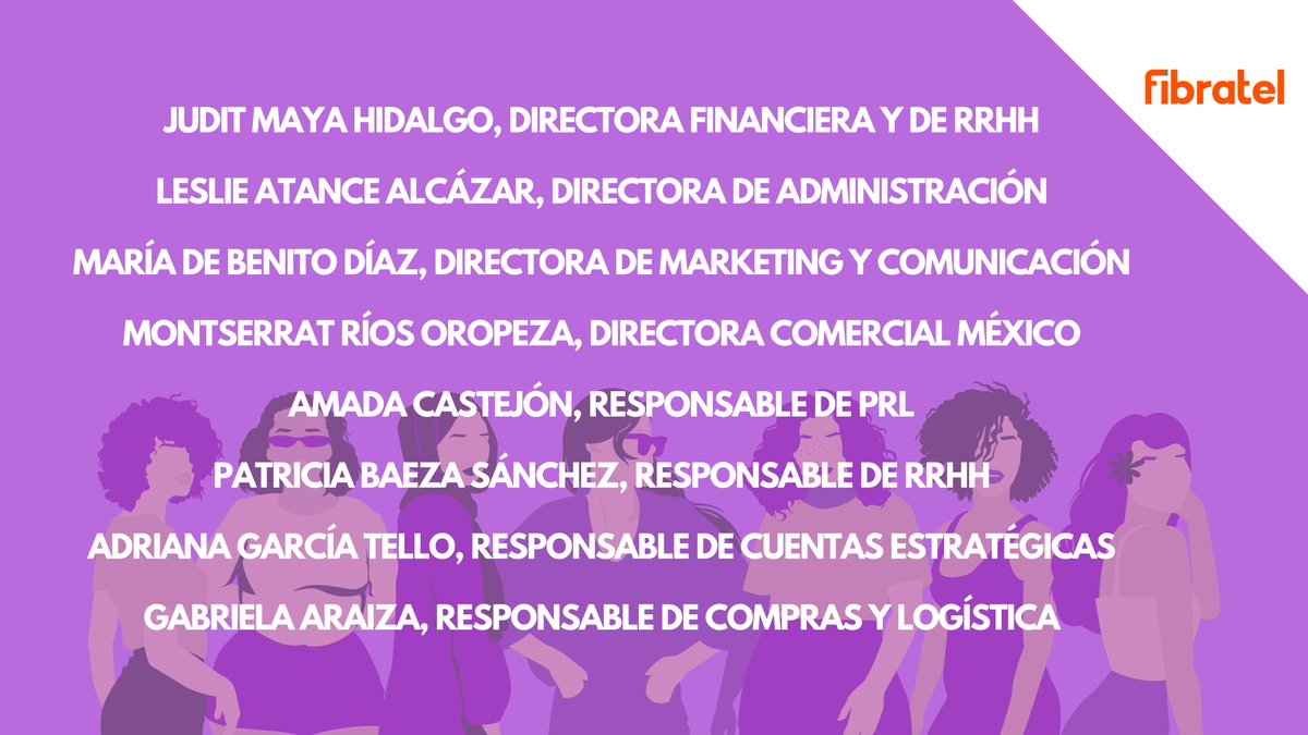 En #Fibratel seguimos apostando por la #igualdad. Cada año vamos creciendo en número de mujeres con puestos de responsabilidad y hoy, en el #DíaMundialdelaMujer, queremos aprovechar para darles el protagonismo que se merecen.