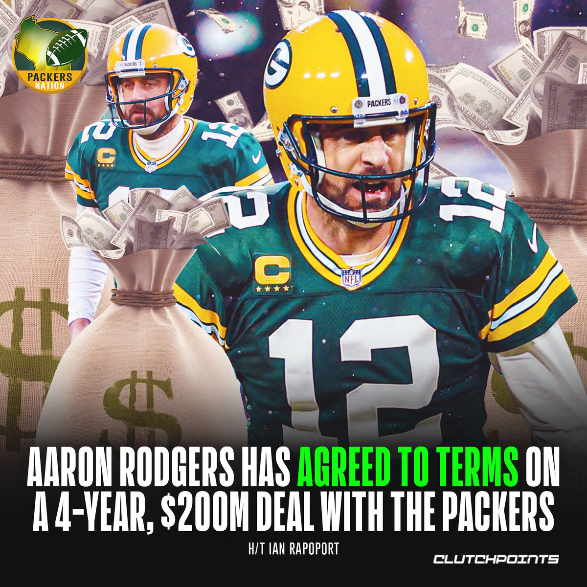 This deal makes Aaron Rodgers the 𝙃𝙄𝙂𝙃𝙀𝙎𝙏 𝙋𝘼𝙄𝘿 player in NFL history 🤯