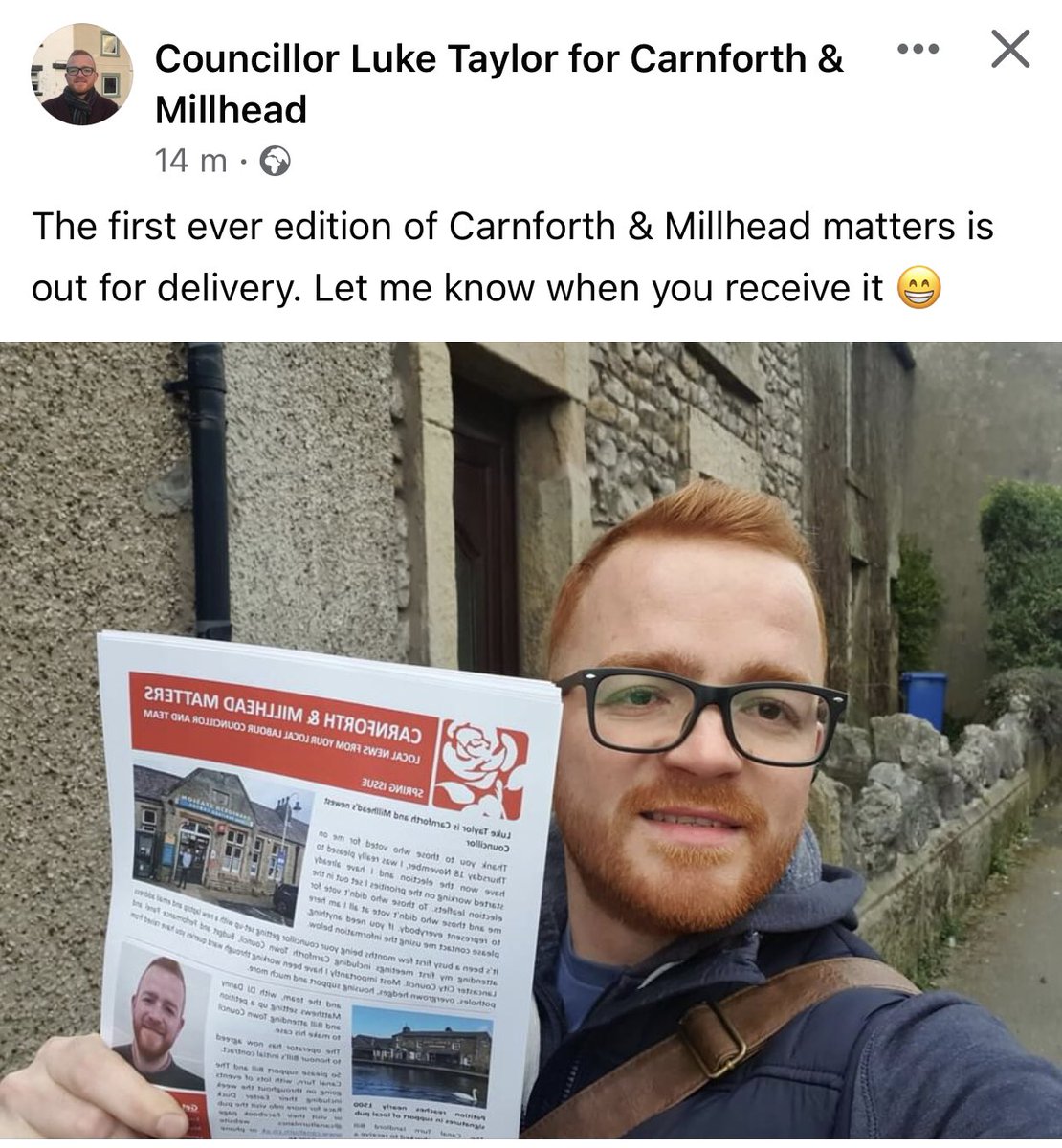 You don’t just see us out at elections, we are part of the communities we serve. If you live in Carnforth look out for a newsletter from your Councillor @Taylor4CandM Luke Taylor.