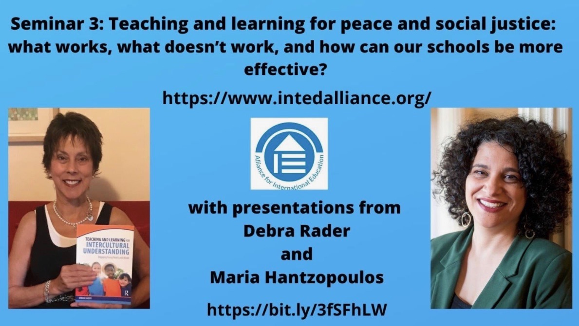 Educating for #peace and #socialjustice is crucial in our schools. Come join <a href="/MariaHantzopoul/">Maria Hantzopoulos</a> and me 19 March <a href="/alliance4intedu/">Alliance for International Education</a>! We all can and must work together to help create a better world. #education <a href="/cherylduckworth/">Cheryl Lynn Duckworth , Ph.D.</a>