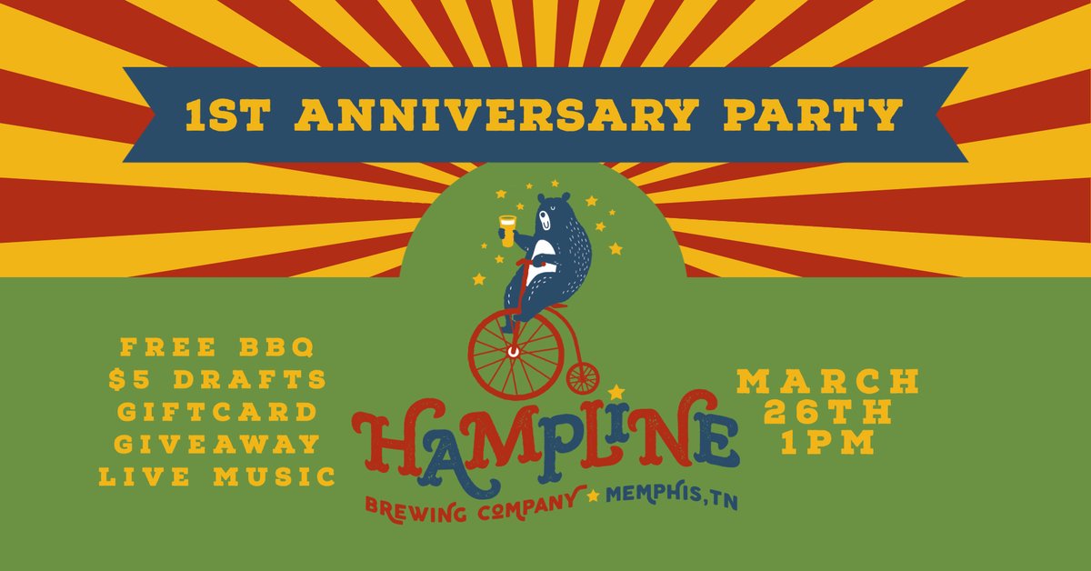 Hampline Brewery 1st Anniversary Party!!
We believe good food and good beer go hand and hand. Our friends at Leonard's Pit Barbecue have been serving up some of the best BBQ in Memphis for 100 years, so we wanted to celebrate our anniversaries with this beloved institution!