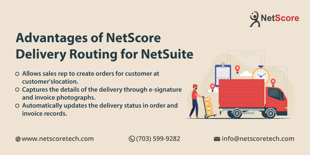 NetScoreTech's tweet image. Know how orders are organized into #deliveryroutes via NetScore #DeliveryRouting for #NetSuite, which are then allocated to your drivers via a mobile application. For more details, Brochure here: bit.ly/3Kt1z4g
#deliveryroutingsoftware #deliverytracking