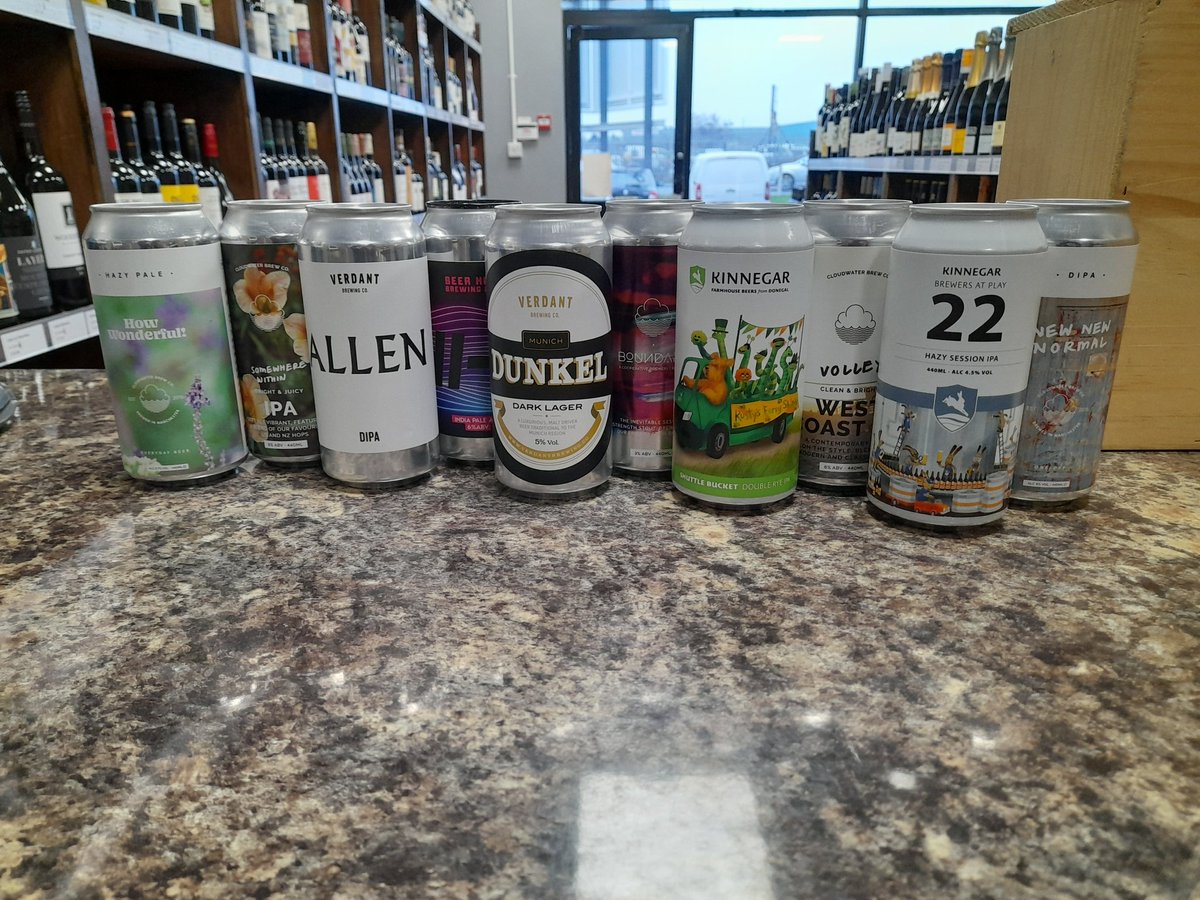 DCWinesBelfast's tweet photo. Lots of new arrivals from @cloudwaterbrew @KinnegarBrewing @BeerHutBrewing @NSCraftBeers 
Should brighten up your Tuesday! 🍻🍺 https://t.co/jL3dVtcVas