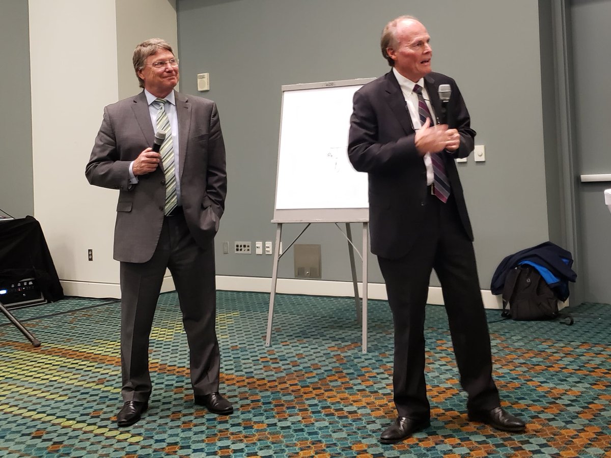 NRTConnect's tweet photo. Jeff Wilson, CEO of West Carolina Tel (left) and Jim Lovinggood, CEO of Blue Ridge Electric Cooperative described the formation of their South Carolina broadband fiber collaboration, Upcountry Fiber, during a session at NRECA's TechAdvantage conference. https://t.co/91sdIgu8JZ https://t.co/J8AwtWtFC3