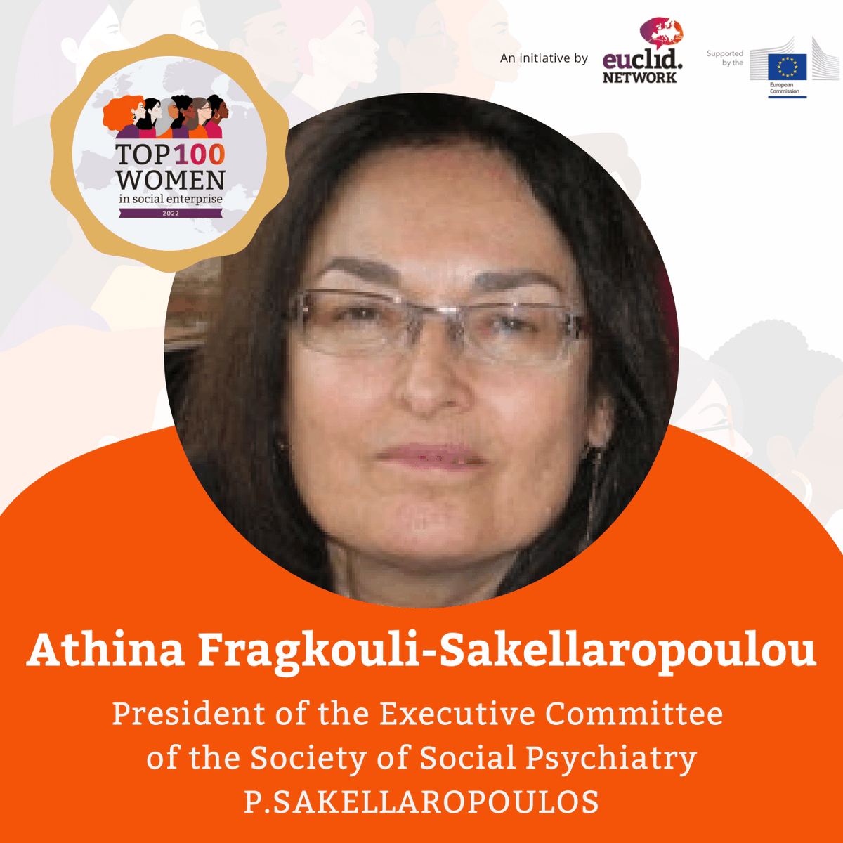 H Δρ. Αθηνά Φραγκούλη – Σακελλαροπούλου, Πρόεδρος του ΔΣ της Εταιρίας Κοινωνικής Ψυχιατρικής Π. Σακελλαρόπουλος, επιλέχθηκε στη φετινή λίστα του <a href="/EuclidNetwork/">Euclid Network</a>  Top 100 Women in Social Enterprise 2022! 
bit.ly/top100women2022
#Top100WomenSocEnt  #IWD2022 #BreakTheBi