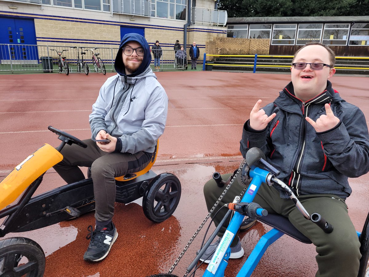 Supportability9's tweet photo. We braved the rain at #LeisureGroups last week and had fun cycling at Longford Park. Everyone was smiling, despite the rain! π https://t.co/wN0L3EwjUe