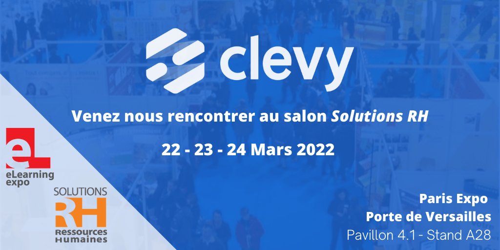 Here we go again🚀
La team Clevy sera présente une nouvelle fois pour le salon <a href="/Solutions_RH/">Solutions Ressources Humaines</a> .

Venez découvrir notre #chatbot expert #RH EVA 🤖  en compagnie de notre super équipe. 

👉  Pavillon 4.1 - Stand A28
Programmez un rendez-vous avec nous: bit.ly/35VJwV8