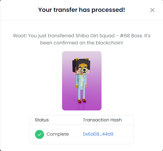 ShibGF's tweet photo. The winning address has now received the #NFT!

We chose the "Boss" one for you, because you're a BOSS, and today is #InternationalWomensDay, which is also boss status. 💪

The transaction is here:

https://t.co/HY94OzP0CZ

#NFTs #nftart #IWD2022 #Giveaway #cryptocurrency #crypto https://t.co/EPbWhMxic8