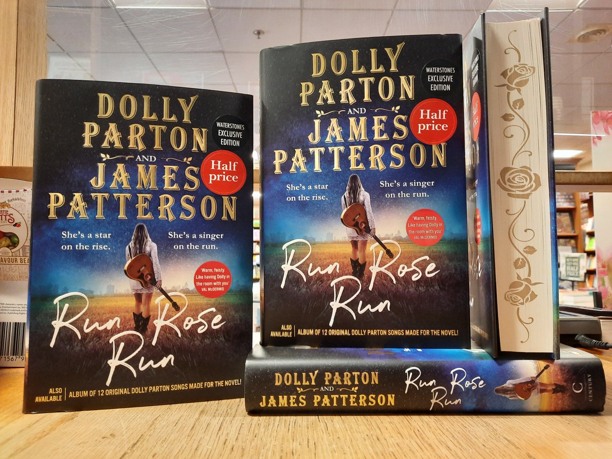 'Run, Rose, Run' by @JP_Books and @DollyParton is finally in store and even better is HALF PRICE! Also how beautiful is the exclusive edition with these gorgeous stencilled edges. #RunRoseRun @centurybooksuk