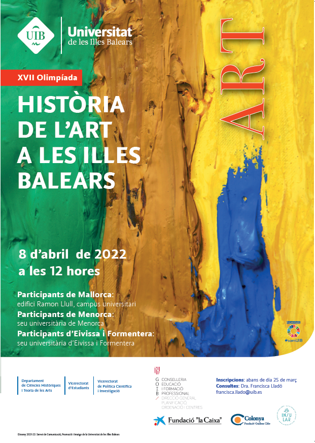 OFPIllesBalears's tweet photo. El 8 d'abril realitzarem l'Olimpíada d'#Art a la @UIBuniversitat 🎨🏦📸📽️
El teu centre educatiu encara no està inscrit? Idò encara ets a temps!
+info: https://t.co/XsLNXBRKld https://t.co/S5aXtjk8ZG