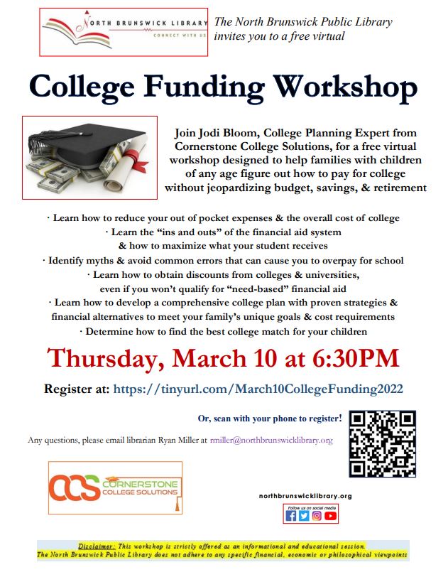 NoBrunsLibrary's tweet photo. Parents, guardians, &amp; students of NBT: Wondering how to pay for #college without going broke? On 03/10 at 6:30PM, @NoBrunsLibrary invites you to a free virtual College Funding Workshop! Register at: https://t.co/PTC3LxHBAW
@MacWomack @NBTSHSMRC @NBTHSRaiders https://t.co/zACCHRjSFa