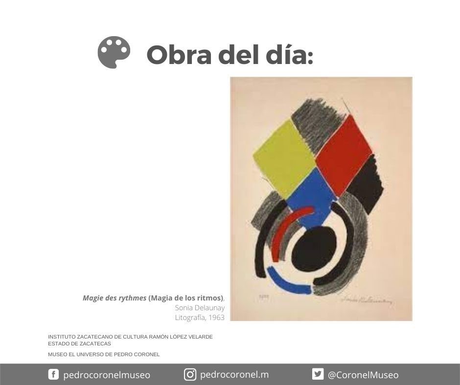 CoronelMuseo's tweet photo. En conmemoración del Día de la Mujer, la obra del día es la siguiente litografía de Sonia Delaunay 👩🏻‍🎨(1885-1979), pintora integrante de la colección de #eluniversodepedrocoronel. 
¿Sabías que fue la primera mujer que expuso en el Museo de Louvre (París) en 1964? https://t.co/3CblizkF6R