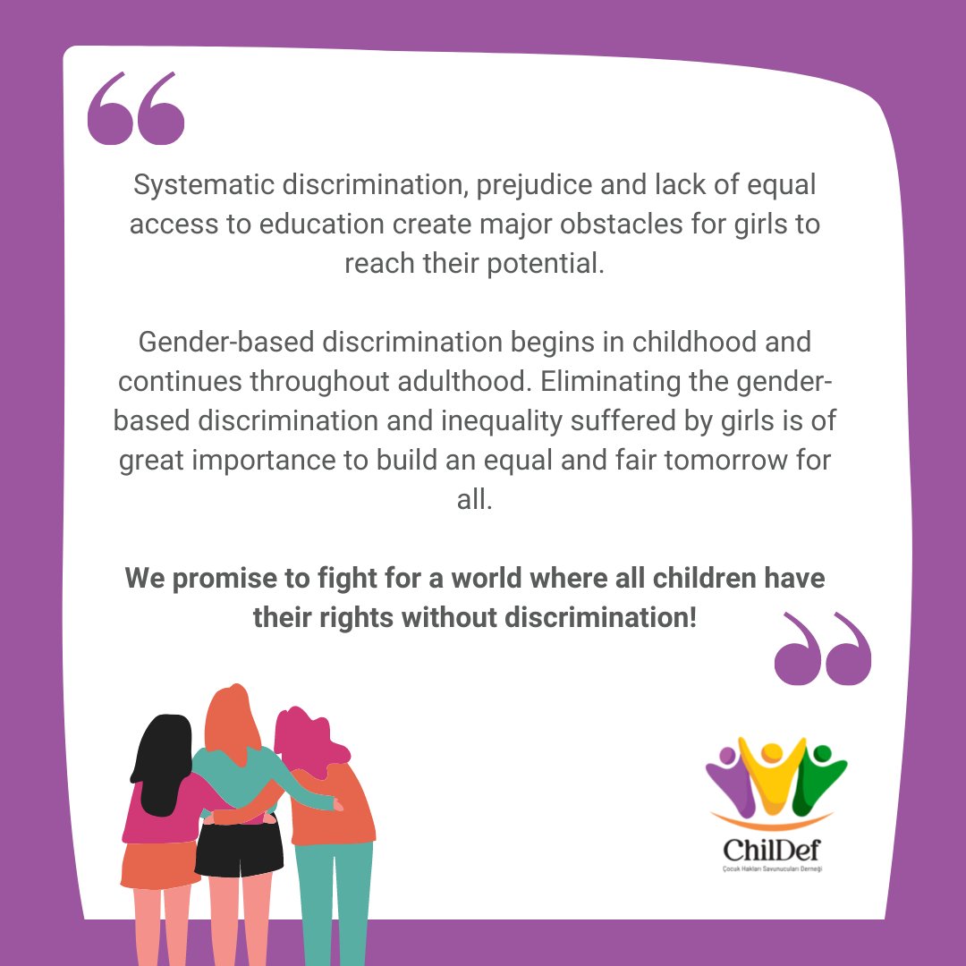 cocukhaklarisav's tweet photo. As ChildDef, we stand against all kinds of discrimination, inequality and injustice and promise to fight together to build a world where every individual lives equally, just and in peace!
#8marchworldwomensday #ChilDef https://t.co/IlMcRJMdf1