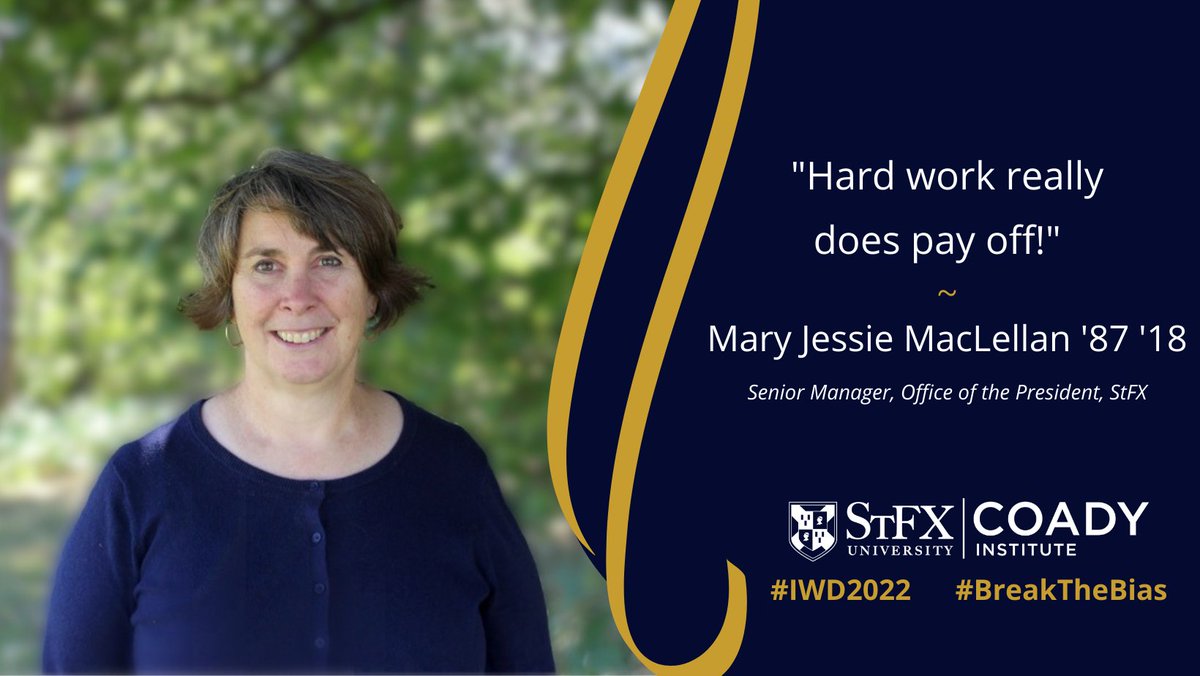 StFXAlumni's tweet photo. This week we will be featuring inspiring grads and friends of @stfxuniversity who are #BreakingtheBias as we celebrate #IWD2022 Today we celebrate a familiar face to all alumni, meet @MJMacLellan87 !! 
Visit https://t.co/9qkufObv8s to view these amazing full profiles. https://t.co/pNZsLMJXJP
