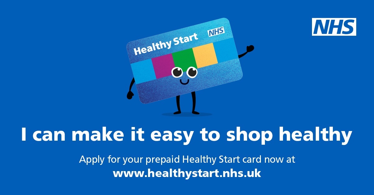 Healthy Start helps your children have a great start in life, with help towards the cost of fresh fruit, vegetables and milk.🥦

Make it easy to shop healthy, with our new prepaid Healthy Start card. Apply online today: healthystart.nhs.uk