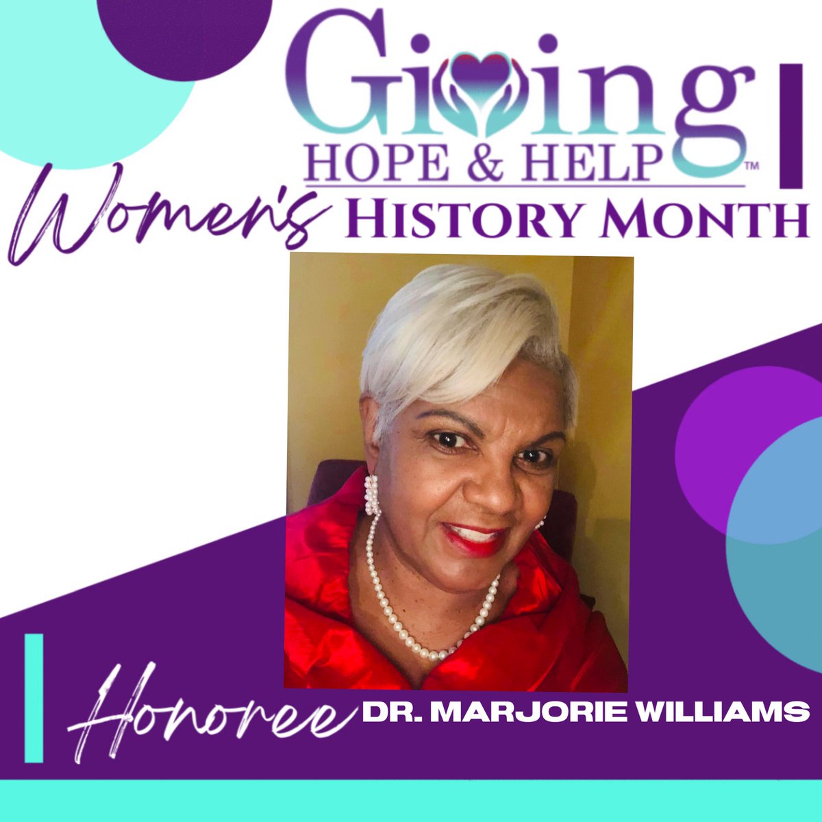 givehopehelp's tweet photo. HAPPY INTERNATIONAL WOMEN’S DAY, (3/8) and WOMEN’S HISTORY MONTH! 
Giving Hope &amp; Help recognizes WOMEN’S HISTORY MONTH Honorees: Dr. Tyjaun Lee and Dr. Marjorie Marj Williams!
#IWD2022 #internationalwomensday #WomensHistoryMonth #WHM2022 #GiveHopeHelp @MCCPVPres https://t.co/ePWKV8dPvd