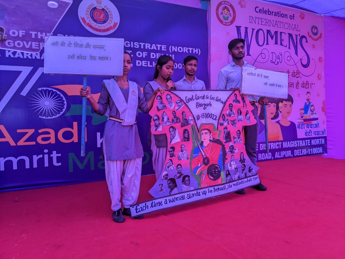 DM_North_Delhi's tweet photo. Tableau presented by GBSSS Bhorgarh student on during mega celebration of #InternationalWomensDay2022 
@msisodia @MinistryWCD @smritiirani @NorthDlcw @smritiirani @AdvRajendraPal @unwomenindia https://t.co/9lPPo4xY61