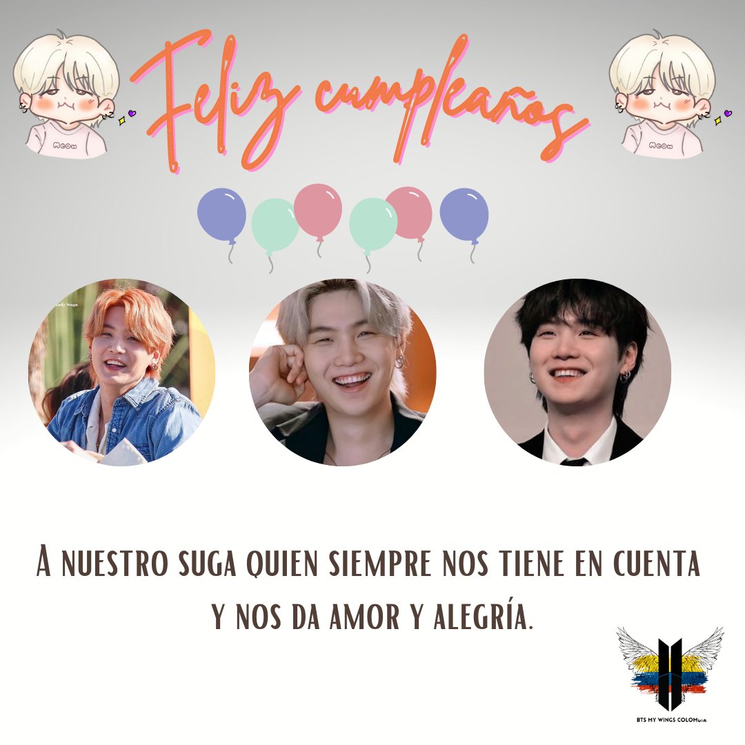 armywingscol's tweet photo. Para nuestro Yoongi que siempre calma nuestros corazones con mucha alegría y sus palabras llenas de esperanza que nos otorgan una seguridad en su sonrisa.
Feliz Cumpleaños Suga💜
#HappyBirthdaySUGA #HappyBirthdayYoongi #HappySUGADay #MinSugaDay #BTS @BTS_twt https://t.co/QaOitwUp65