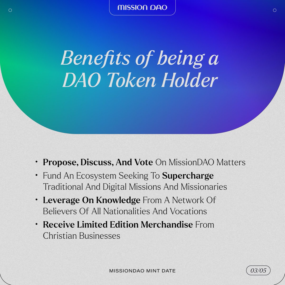 MissionDAO's tweet photo. MissionDAO Mint Announcement - 11 March 2022⁣⁣⁣
⁣⁣⁣
Dearest MissionDAO Family,⁣⁣⁣
⁣⁣⁣
It’s official! After months of hard work and preparation, we are thrilled to announce that we are just three days away from our MissionDAO The Genesis Collection mint!⁣⁣

#crypto https://t.co/n1yvmB5vrW
